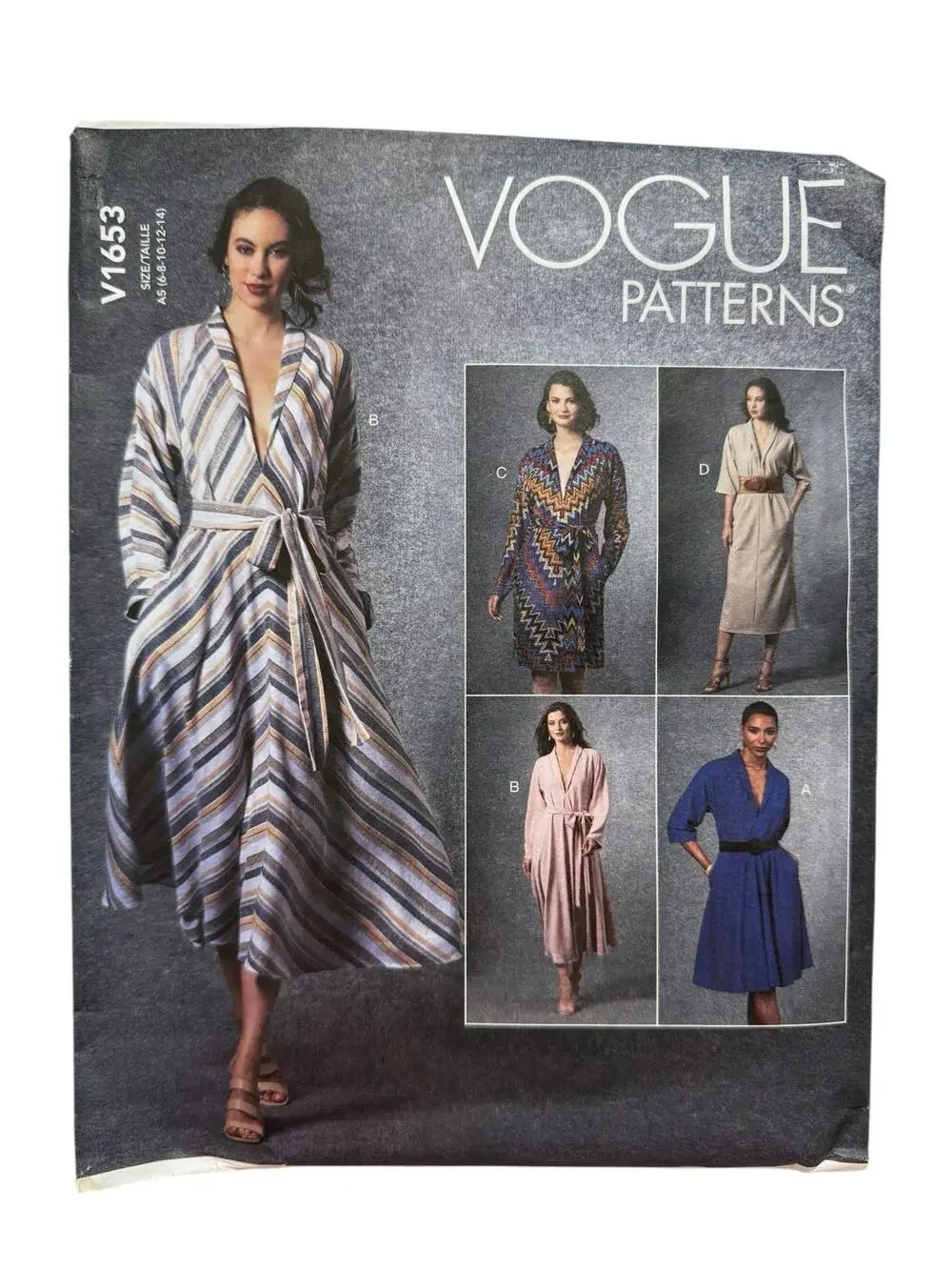 VOGUE V-Neck Fit & Flare Dress Pattern V1653 A5 (6-8-10-12-14) Uncut Easy Modest